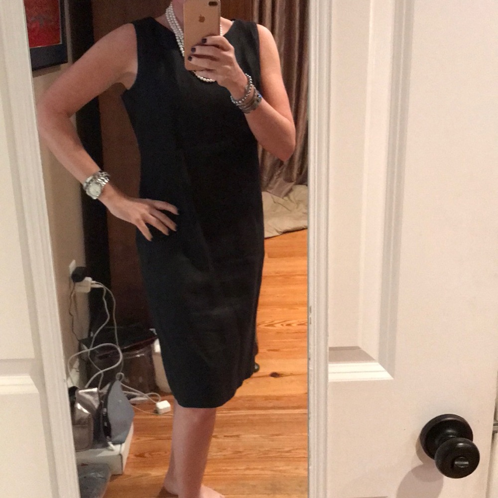 Size 10 linen black sheath dress from Talbots